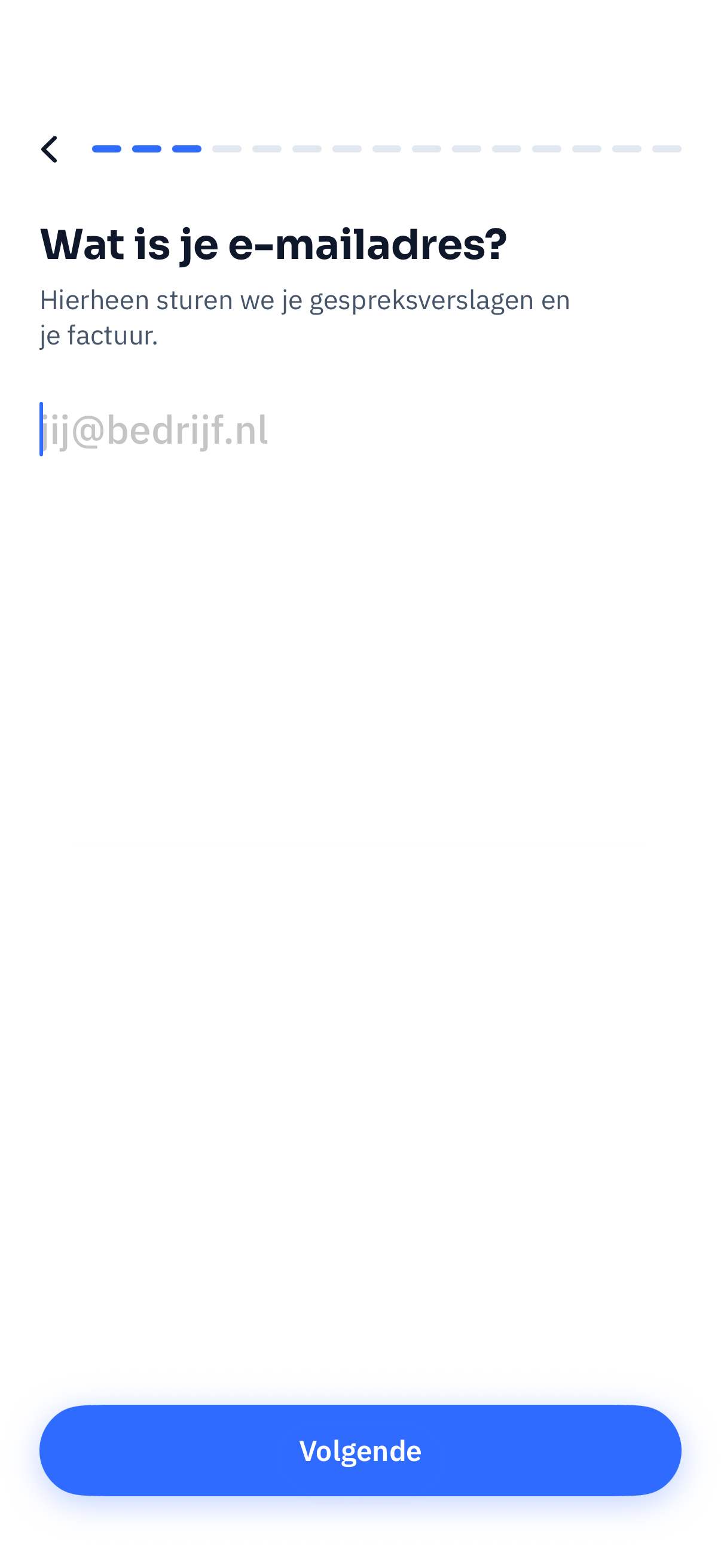 Scherm waarin je je e-mailadres invult